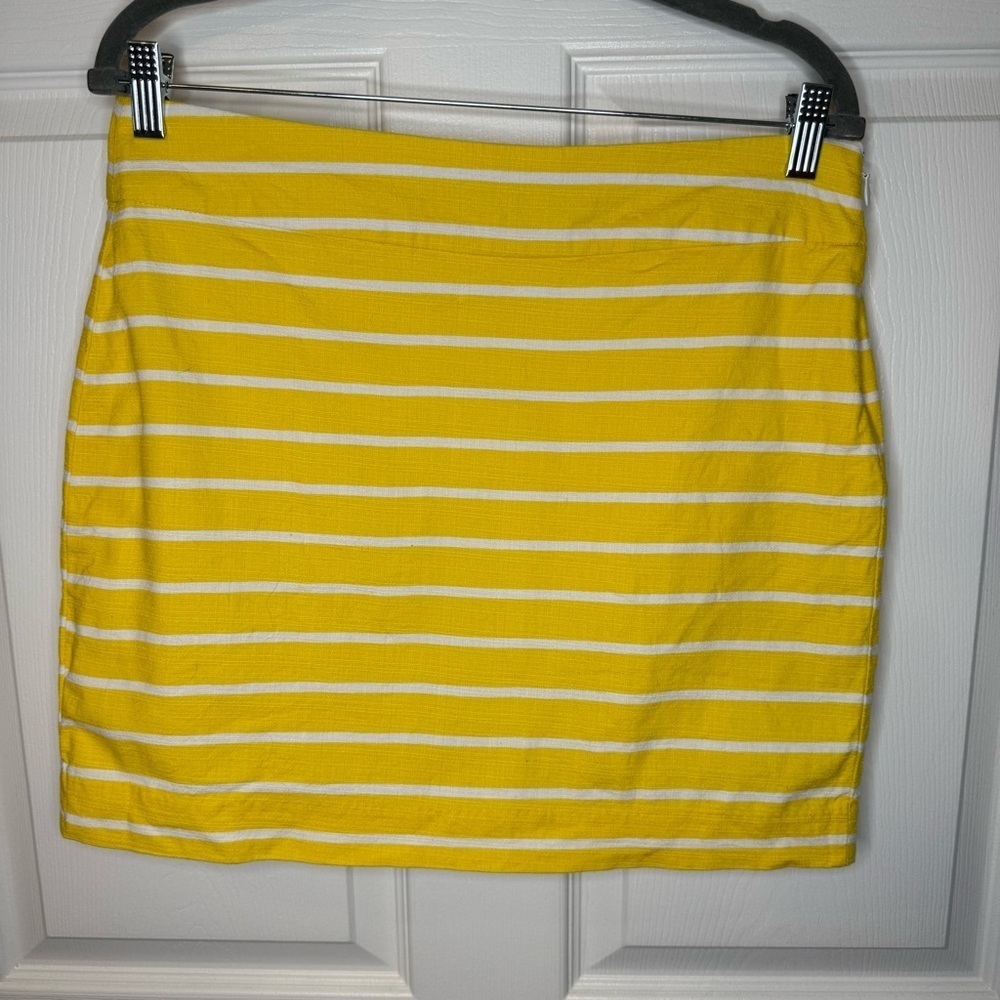 Banana Republic Yellow and White Mini Pencil Skirt Size 8 GUC